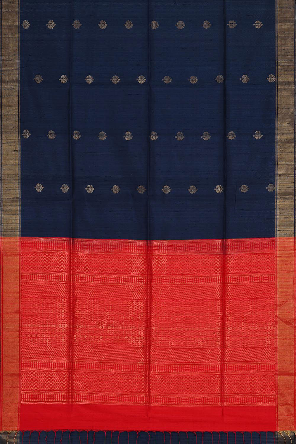 Image of Tussar Jute Navy Blue Saree
